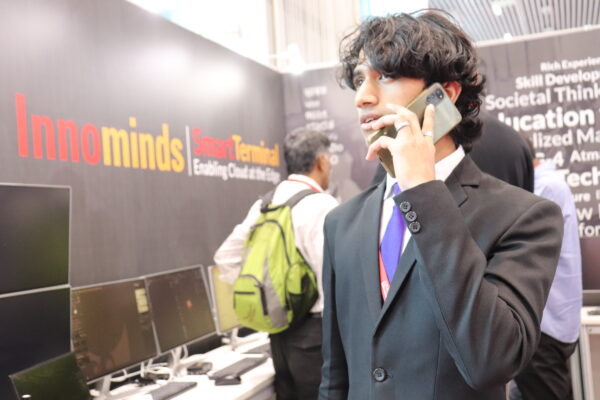 Indian business MBA student talking on phone